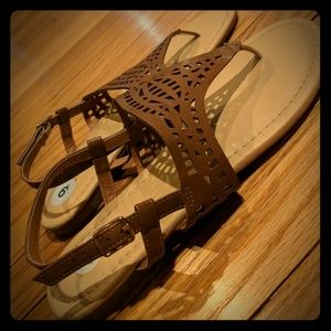 Leather style thong sandals